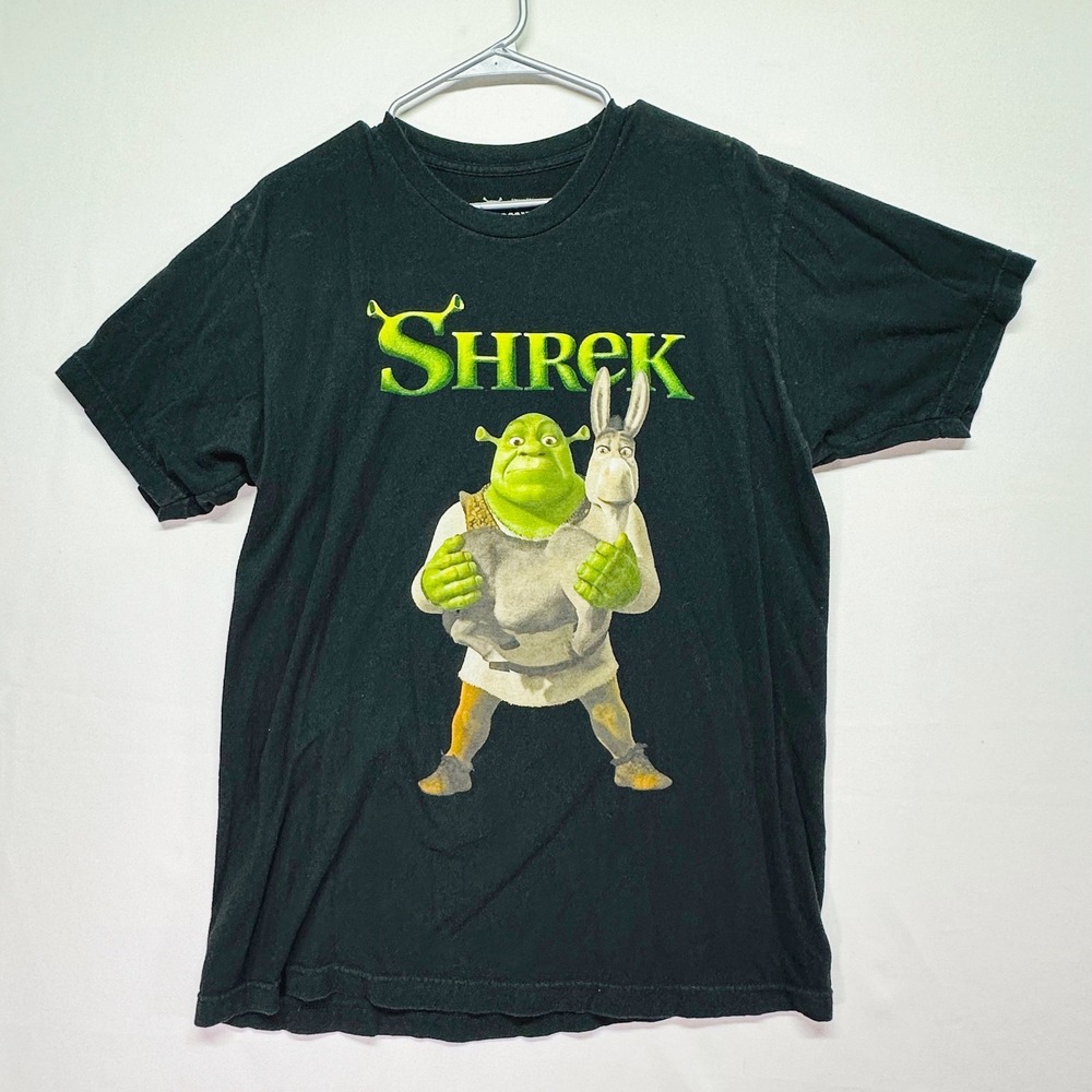 Shrek and Donkey Graphic T-Shirt Mens Large Black DreamWorks Movie Tee L